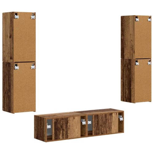 Комплект ТВ шкаф 6 pcs Старо дърво Инженерно дърво