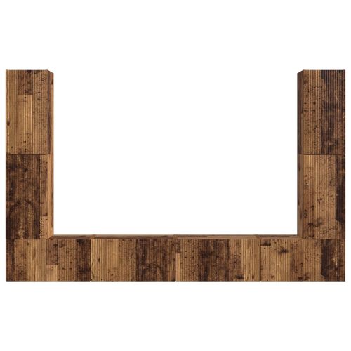 Комплект ТВ шкаф 8 pcs Старо дърво Инженерно дърво