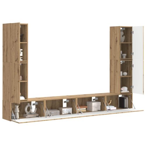 Комплект ТВ шкаф 8 pcs Дъб Инженерно дърво
