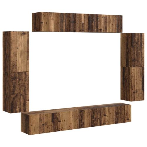 ТВ шкаф 8 pcs Старо дърво