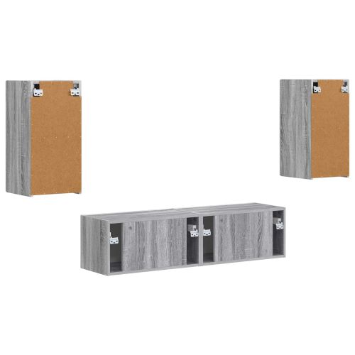 Комплект ТВ шкаф 4 pcs Сив Сонома Инженерно дърво