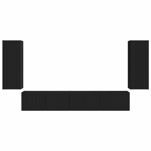 Комплект ТВ шкаф 4 pcs Черно Инженерно дърво