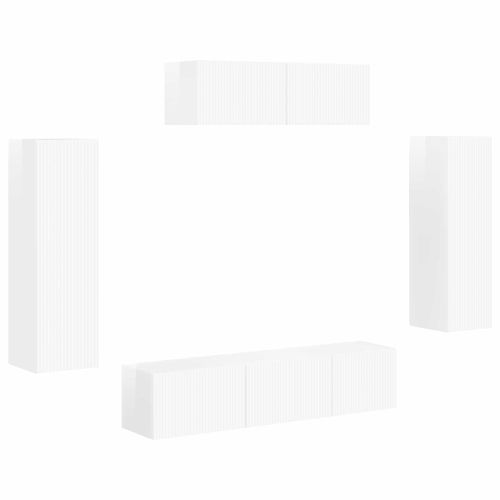 ТВ шкаф 5 pcs Лъскаво бяло