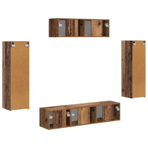 ТВ шкаф 5 pcs Старо дърво