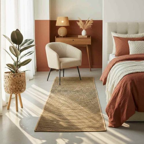 Килим Естествено и черно 80 x 400 см юта