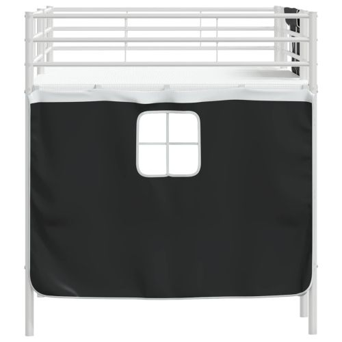 Детско легло на етажи с завеси Бял и черен 90 x 200 cm