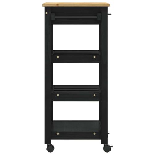 Кухненска количка MONZA Черен 48 x 40 x 88,5 см Солиден бор