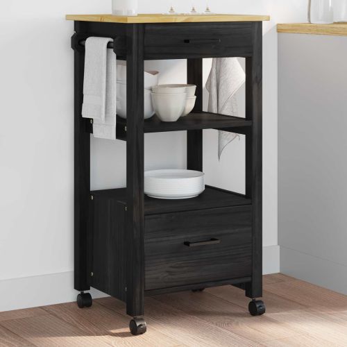 Кухненска количка MONZA Черен 48 x 40 x 88,5 см Солиден бор