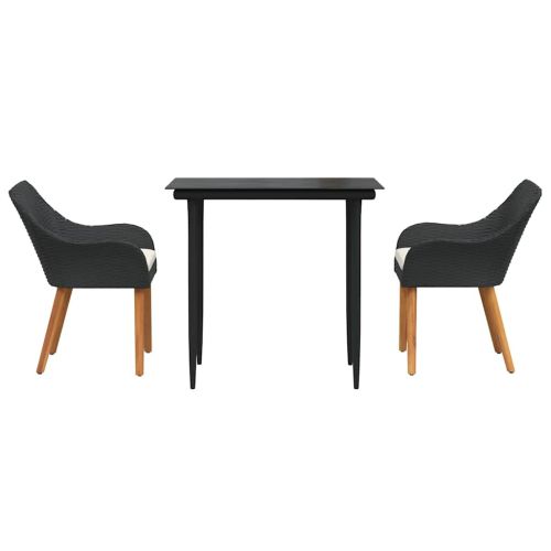 Комплект за хранене в градината 3 pcs Черно полиратан