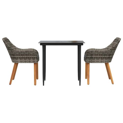 Комплект за хранене в градината 3 pcs Сив полиратан