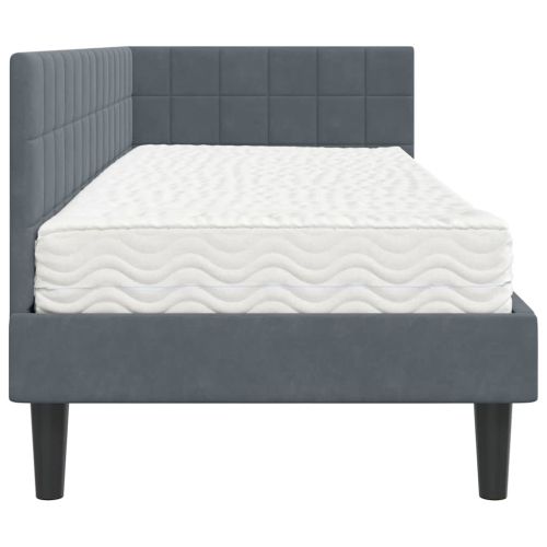 Ъглова рамка за легло с матрак с таблото 2 pcs Сив Кадифе