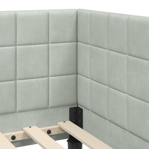 Ъглова рамка за легло с матрак 2 pcs Светлосиво Кадифе