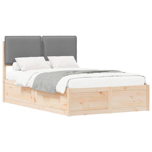 Леглова рамка с тапицирана гръбна част Светлосиво 120 x 190 cm