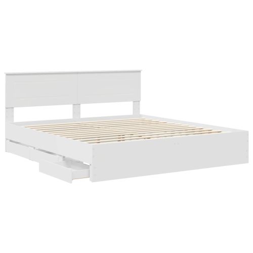 Рамка за легло с чекмедже Бяло 200 x 200 cm Инженерна дървесина