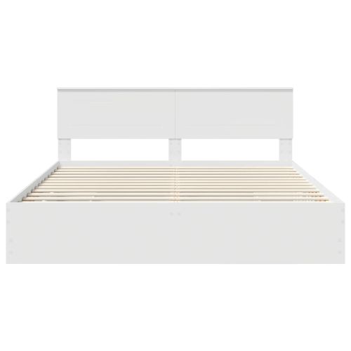 Рамка за легло с чекмедже Бяло 200 x 200 cm Инженерна дървесина