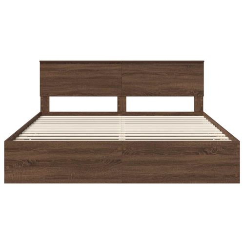 Рамка за легло Кафяв дъб 200 x 200 cm Инженерна дървесина