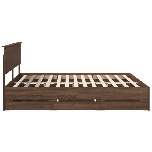 Рамка за легло Кафяв дъб 200 x 200 cm Инженерна дървесина