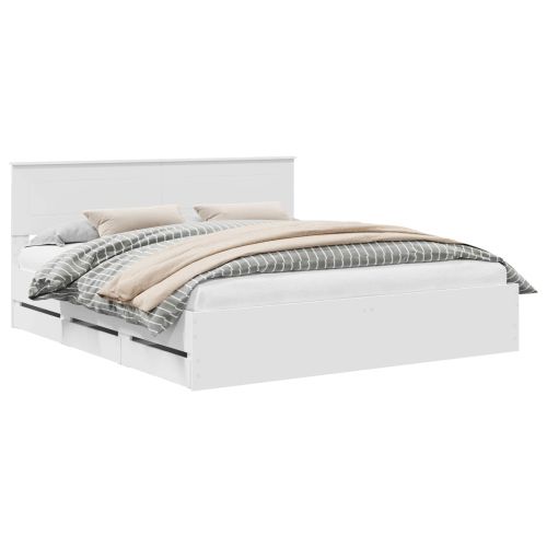 Рамка за легло с чекмедже Бяло 180 x 200 cm Инженерна дървесина