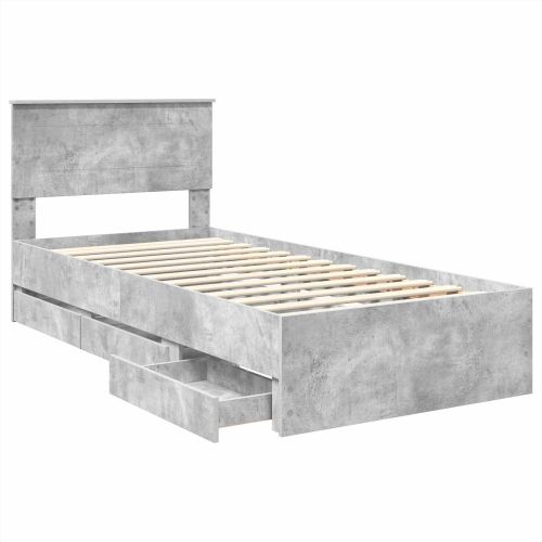 Рамка за легло Циментено сиво 100 x 200 cm Инженерна дървесина