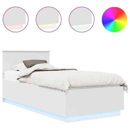 Рамка за легло с таблото Бяло 90 x 190 cm Инженерно дърво