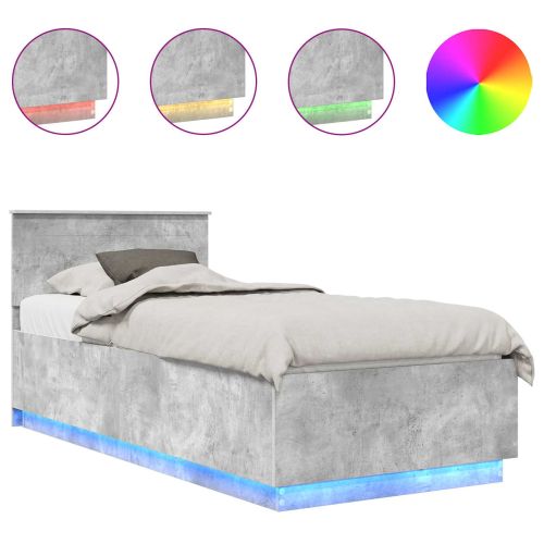 Рамка за легло Циментено сиво 90 x 200 cm Инженерно дърво