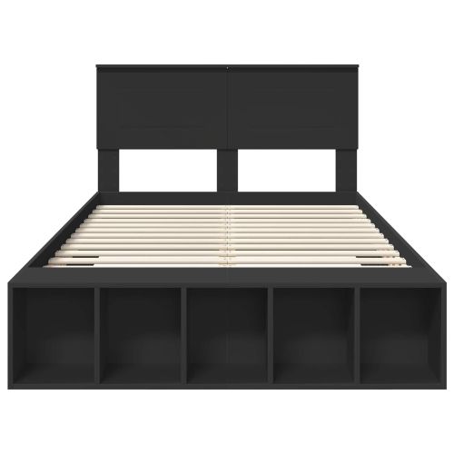 Рамка за легло с рафт Черно 120 x 190 cm Инженерно дърво