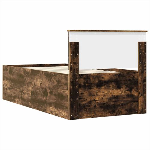 Легло-диван Димящ дъб и черно 100 x 200 cm Инженерно дърво