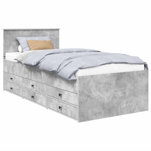 Легло-диван Сив бетон и черно 90 x 200 cm Инженерно дърво