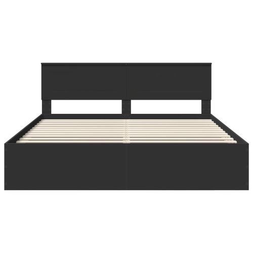 Рамка за легло с таблото Черно 200 x 200 cm Инженерно дърво