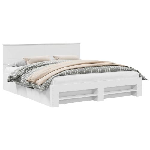 Рамка за легло с таблото Бяло 180 x 200 cm Инженерно дърво