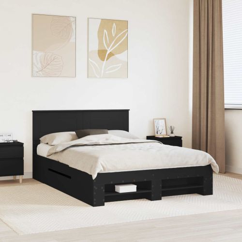 Рамка за легло с таблото Черно 150 x 200 cm Инженерно дърво