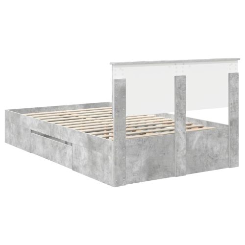 Рамка за легло Циментено сиво 137 x 203 см Инженерно дърво