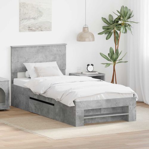 Рамка за легло Циментено сиво 100 x 200 м Инженерно дърво