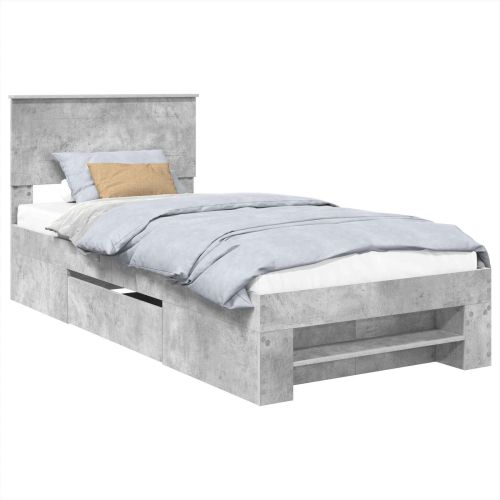 Рамка за легло Циментено сиво 90 x 200 cm Инженерно дърво