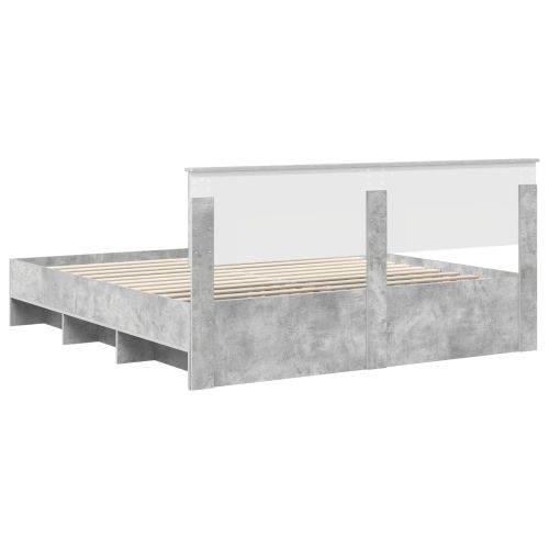 Рамка за легло Циментено сиво 200 x 200 cm Инженерна дървесина