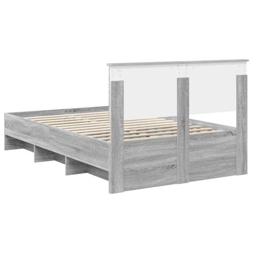 Рамка за легло Сив Сонома 137 x 203 см Инженерно дърво