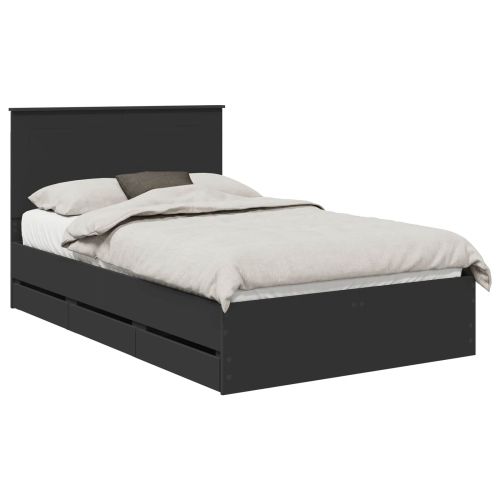 Рамка за легло с таблото Черно 120 x 190 cm Инженерна дървесина