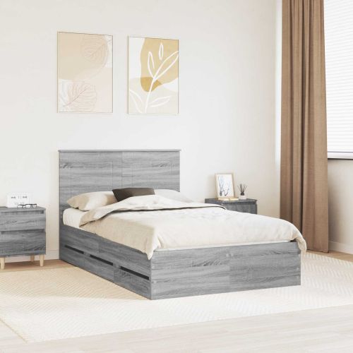 Рамка за легло Сив Сонома 120 x 190 cm Инженерна дървесина