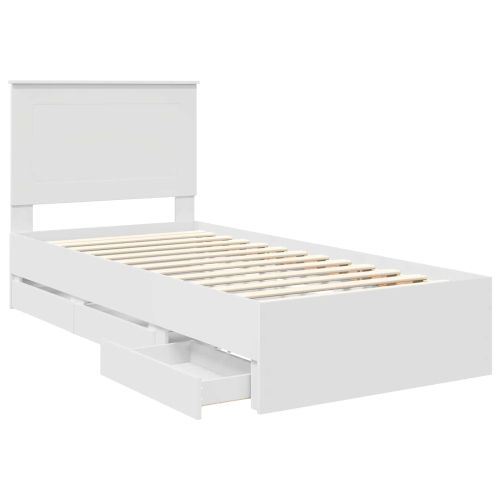 Рамка за легло с чекмедже Бяло 75 x 190 cm Инженерна дървесина