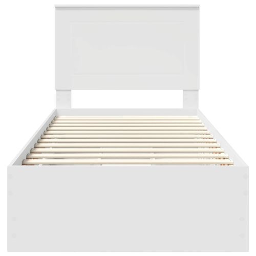 Рамка за легло с чекмедже Бяло 75 x 190 cm Инженерна дървесина