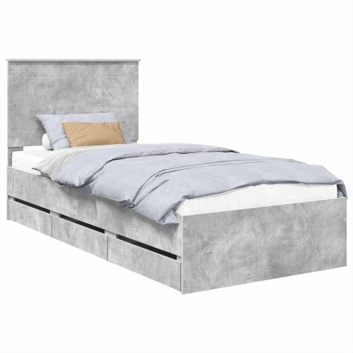 Рамка за легло Циментено сиво 75 x 190 cm Инженерна дървесина