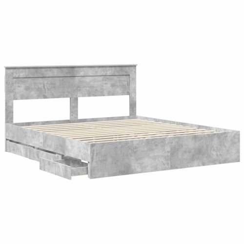 Рамка за легло Циментено сиво 180 x 200 cm Инженерна дървесина