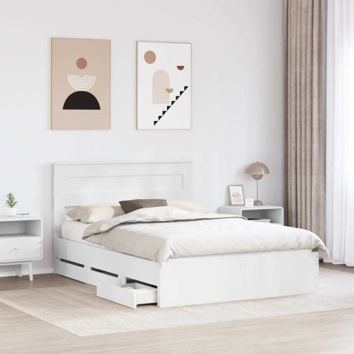 Рамка за легло с чекмедже Бяло 160 x 200 cm Инженерна дървесина