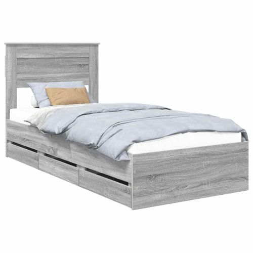 Рамка за легло Сив Сонома 100 x 200 cm Инженерна дървесина