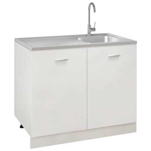 Кухненска мивка с отцедник, сребриста, 1000x600x155 мм, инокс