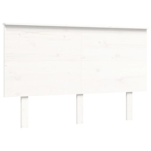 Легло за възрастни с табла, бяло, 140x200 см, масивно дърво