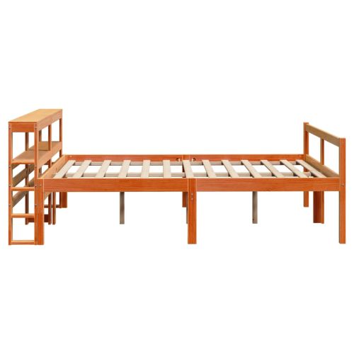 Рамка за легло с табла, восъчнокафяв, 140x190 см, масивно дърво