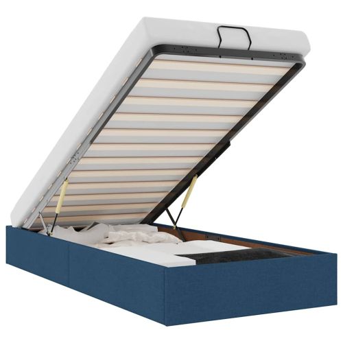 Османска рамка за легло без матрак, синя, 100x200 см, плат