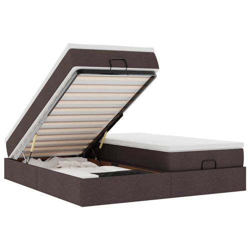 Османска легло с матраци, тъмнокафяво, 160x200 см, плат