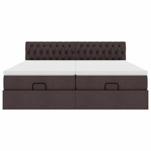 Османска легло с матраци, тъмнокафяво, 160x200 см, плат